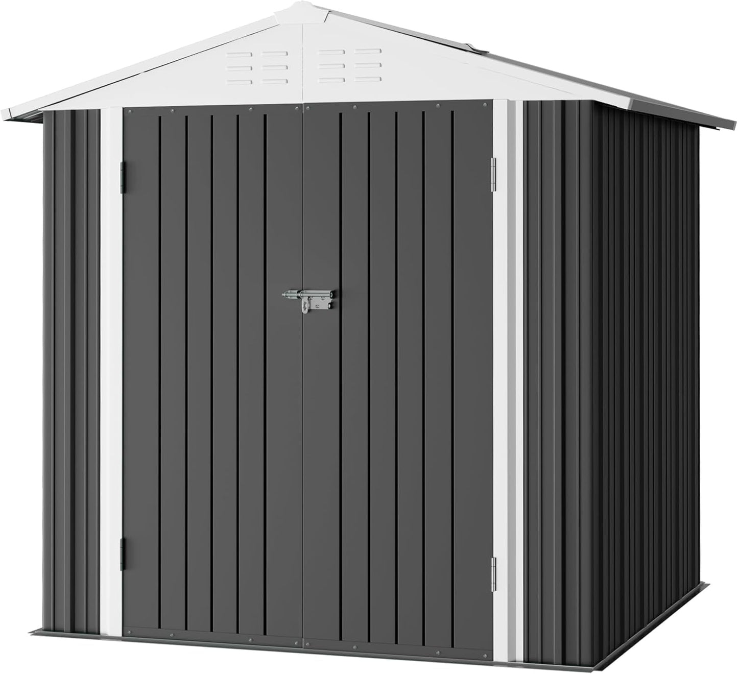 Furniwell 6x4 FT Outdoor Storage Shed, Metal Garden Sheds Outdoor Storage House with Single Lockable Door for Backyard Patio Lawn, Gray