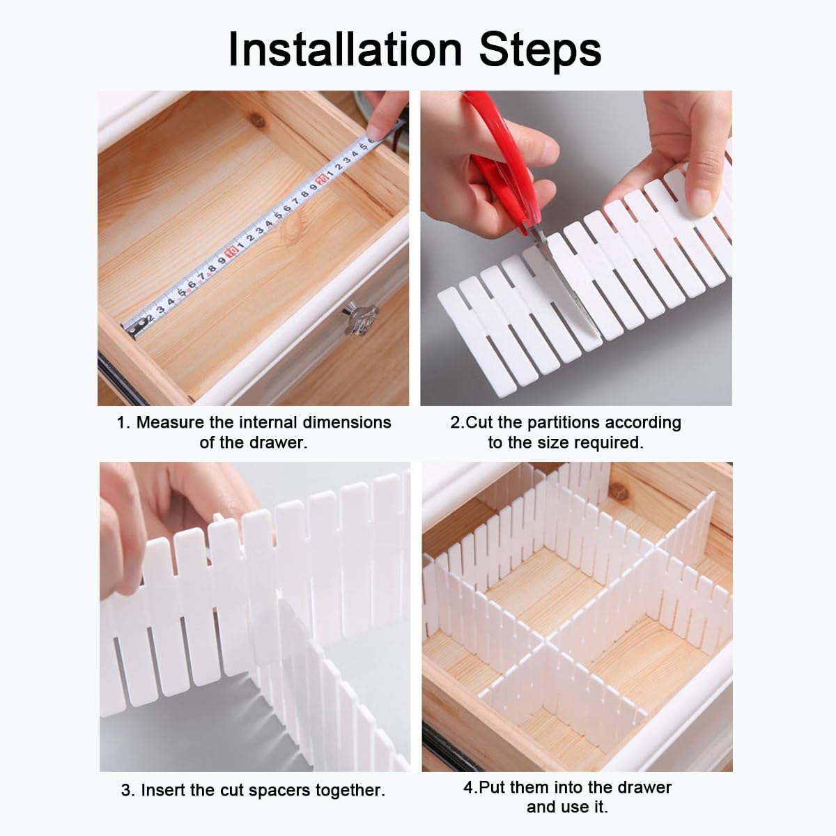 24pcs freely adjustable drawer dividers for organizing messy clothes, cosmetics, stationery, tableware, daily sundries, suitable for kitchen, living room, bathroom, study, office (pink)