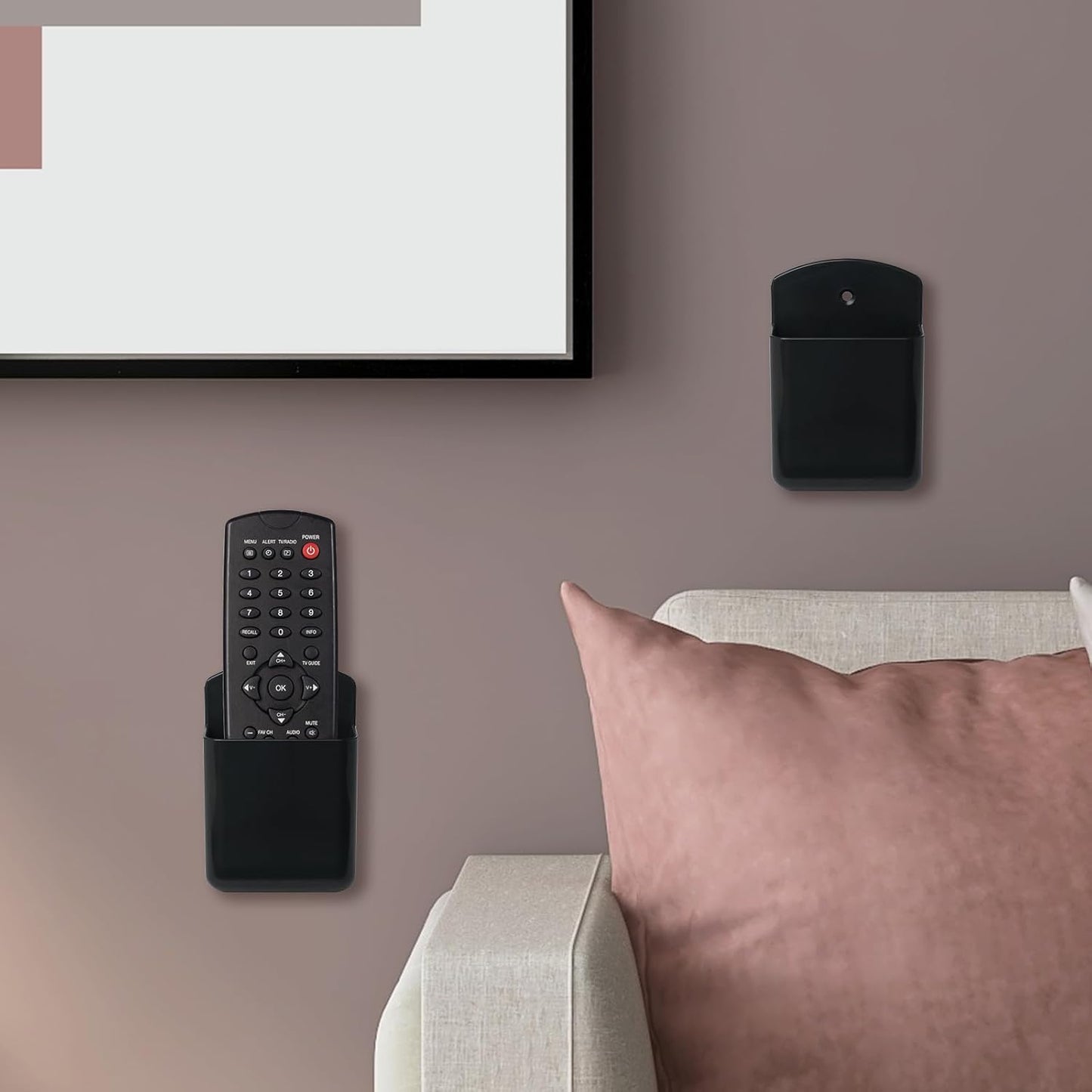 3 Pcs Remote Control Holder Wall TV Remote Holder Self Adhesive Marker Holder Pen Holder Stroage for Home Office School (Black)