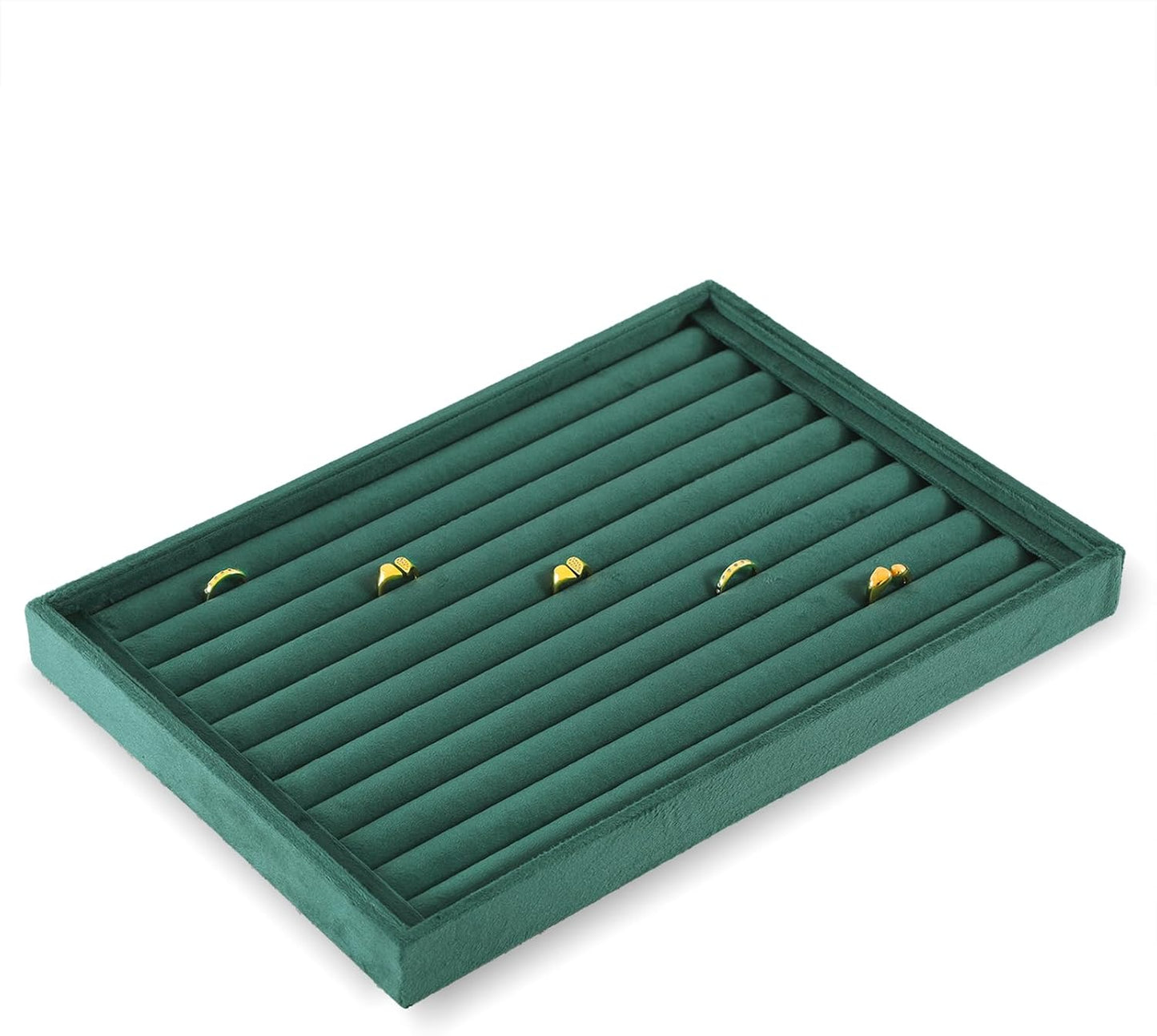 Ring Tray, Velvet Jewelry Trays,Premium Ring Display Case,Luxury Stud Earring Organizer,Green Jewelry Storage