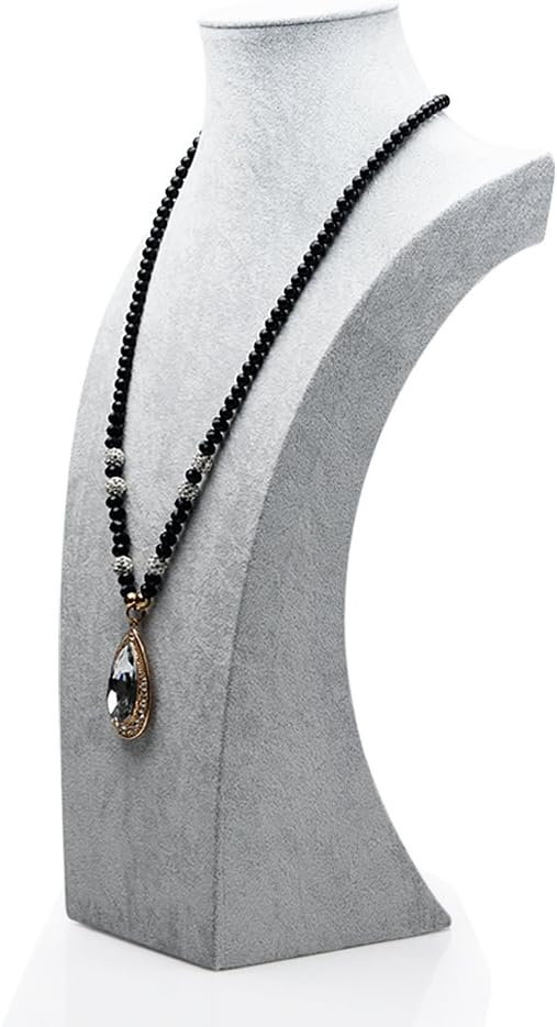 Oirlv Velvet 3-Dimensional Jewelry Stand Necklace Pendant Chain Jewelry Bust Display Holder (H13.39)