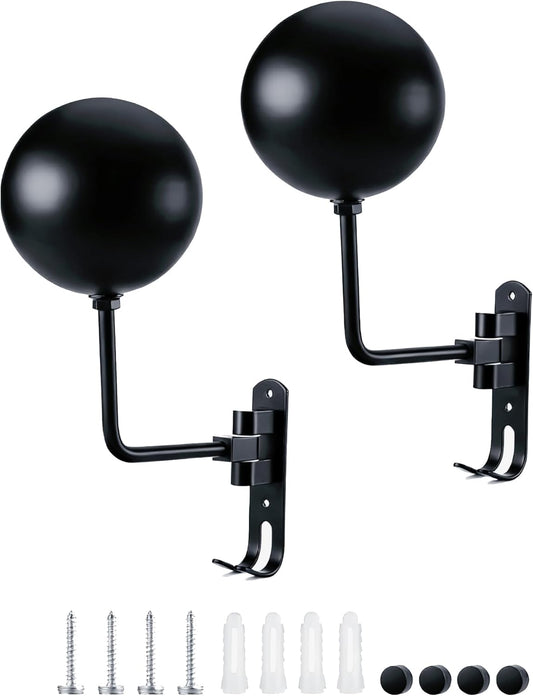 Metal Motorcycle Helmet Holder (2 Pack), 180° Rotating Wall Mounted Helmet Rack with Double Hooks, Helmet Hanger Easy Storage for Helmet, Bike Coats, Caps, Sportswear, Hats & Motorcycle Gear