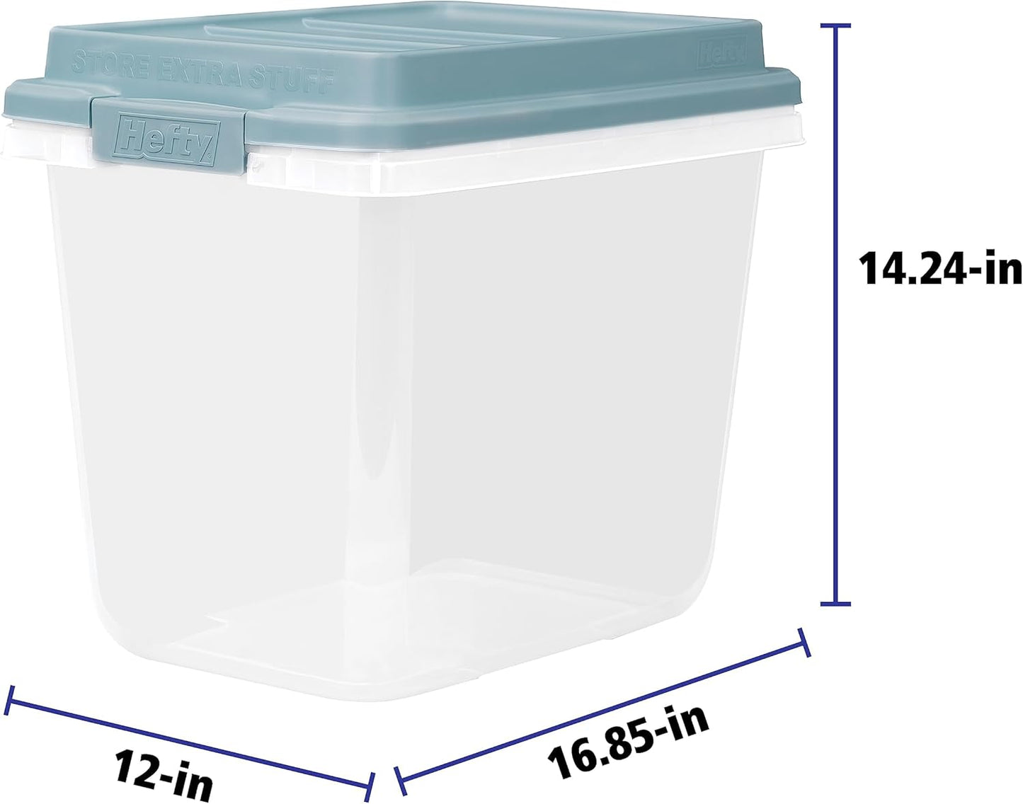 Hefty HI-RISE 32 Qt Stackable Storage Bins with Lids – 6 Pack Clear Plastic Under Bed Storage Containers, Shoe Organizer Boxes with XL Lid-Locking Latches, Comfort-Grip Handles, Durable Double Rim