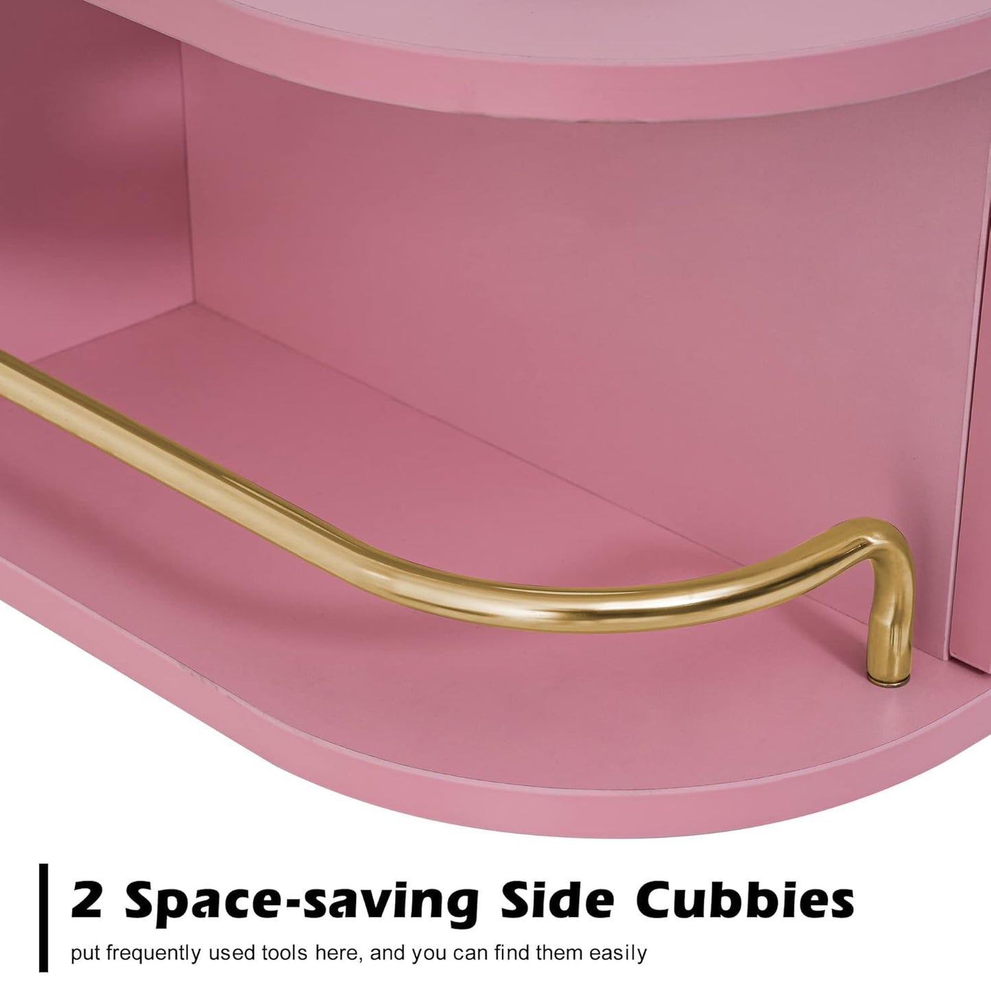 BarberPub Beauty Locking Wall Mount Styling Station, Barber Salon Station with Hair Dryer Holders, Spa Storage Floating Equipment with 2 Drawers 5012 (Pink)