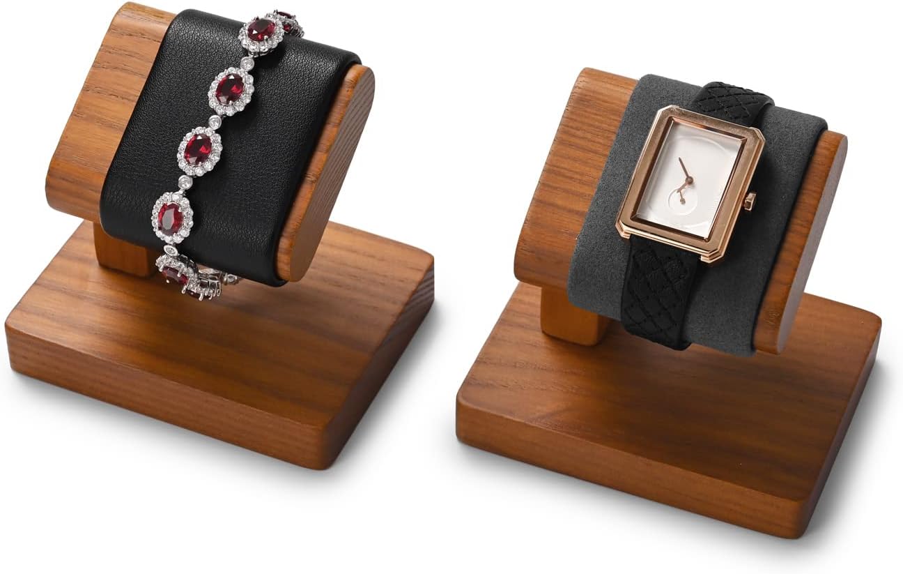 Oirlv Solid Wood Single Watch Display Stand Showcase Bracelet Bangle Jewelry Display Holder Wristwatch Holder for Men or Women(Black)