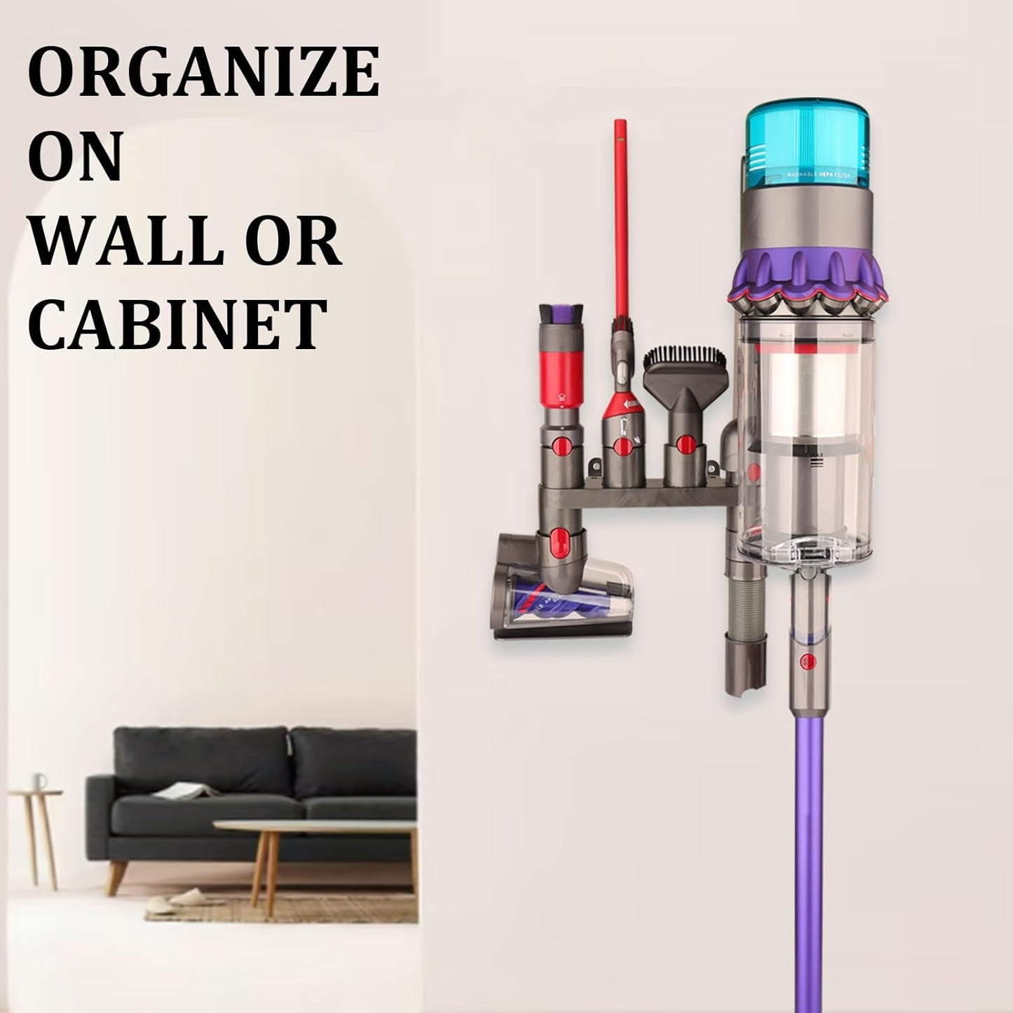 Attachments Holder for Dyson GEN 5 V15 V12 V11 V10 V8 V7 Detect Absolute Vacuum Cleaner Acessory Mount, Half-Assembled DIY Accessory Organizer Compatible with Charging Station and Wall