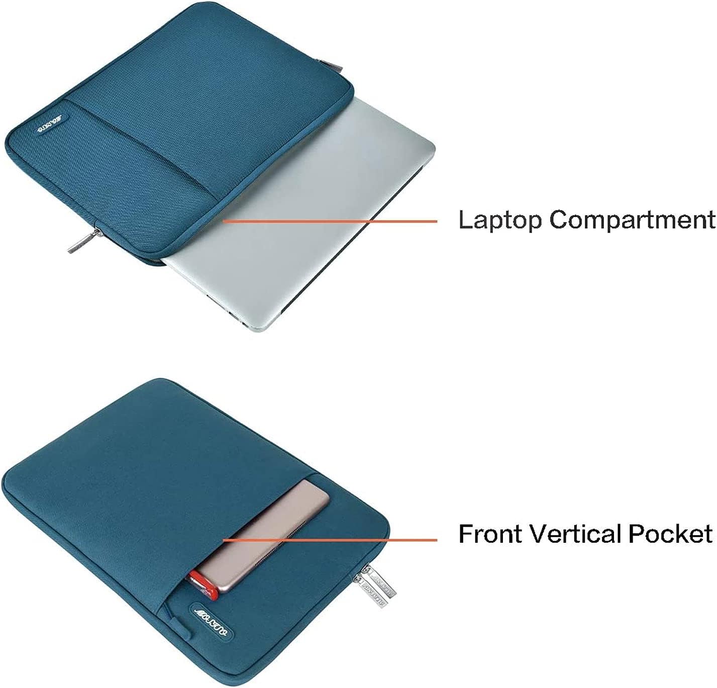 MOSISO Laptop Case 16 inch, 15-15.6 inch Laptop Sleeve Compatible with MacBook Pro 16 M4 M3 M2 M1, HP Acer Dell Lenovo ASUS Notebook, Polyester Vertical Computer Sleeve Bag with Pocket, Deep Teal