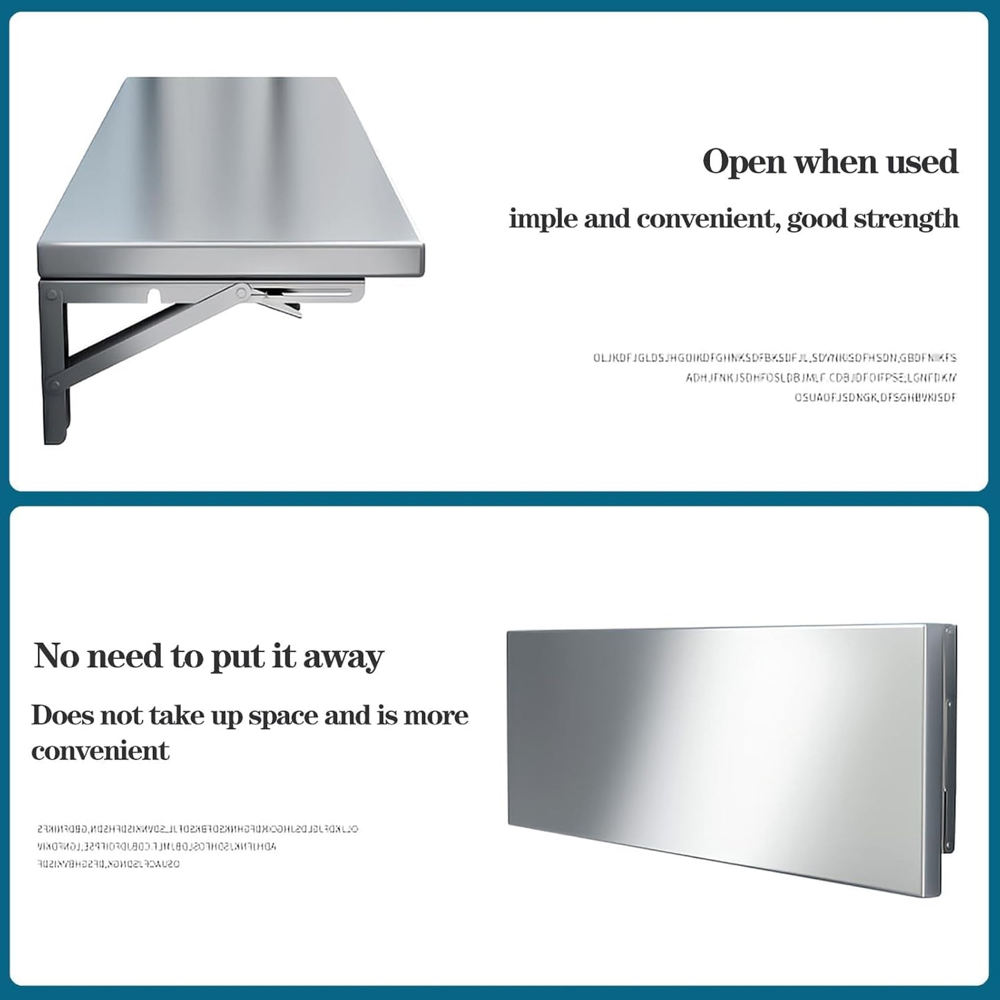Wall Mounted Folding Table,304 Stainless Steel Wall Folding Desk,Floating Table for Wall,Laundry Room Folding Table,Home Bars and Dining Establishments(100x40cm /39.4"x15.7")