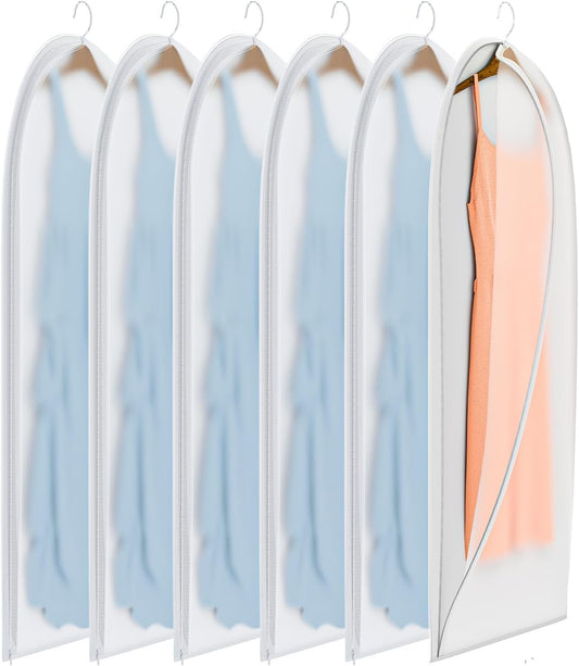 Clear Garment Bags for Hanging Clothes,48in Dress Clothing Suit Bags Coat for Sweater Closet Storage Dress Hanging Garment Translucent Clothes Covers Protecting Dusts(6-Pack)