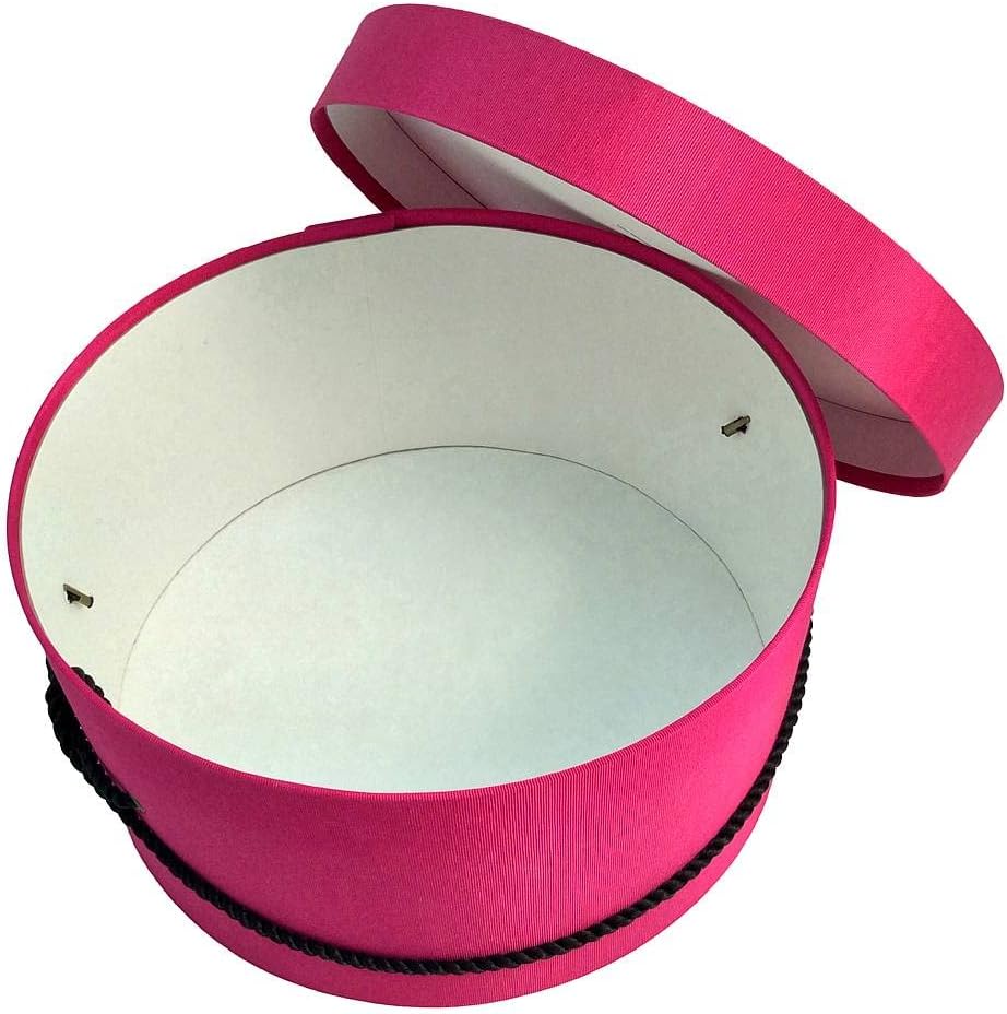 Sarah's Hat Boxes Classic Cerise Hat Box – 16.75" x 8.5" (Dia. x Ht.) Handmade in USA – Odorless Non-Toxic Adhesive, Cording Handle – Premium Storage for Hats & Accessories