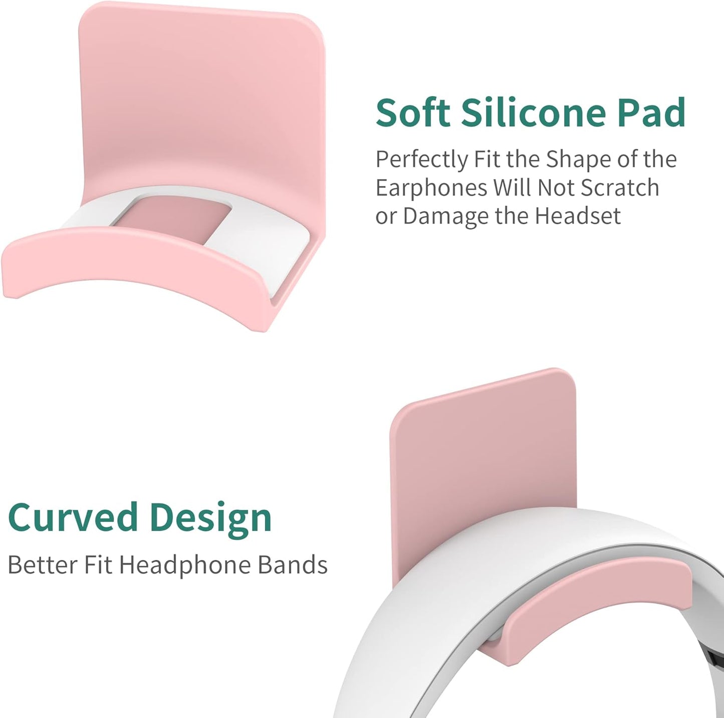 HomeMount Headphone Stand Headset Holder - Adhesive Gaming Headphone Hanger Hook Desk Mount for Most Headphone & Controller (Pink)
