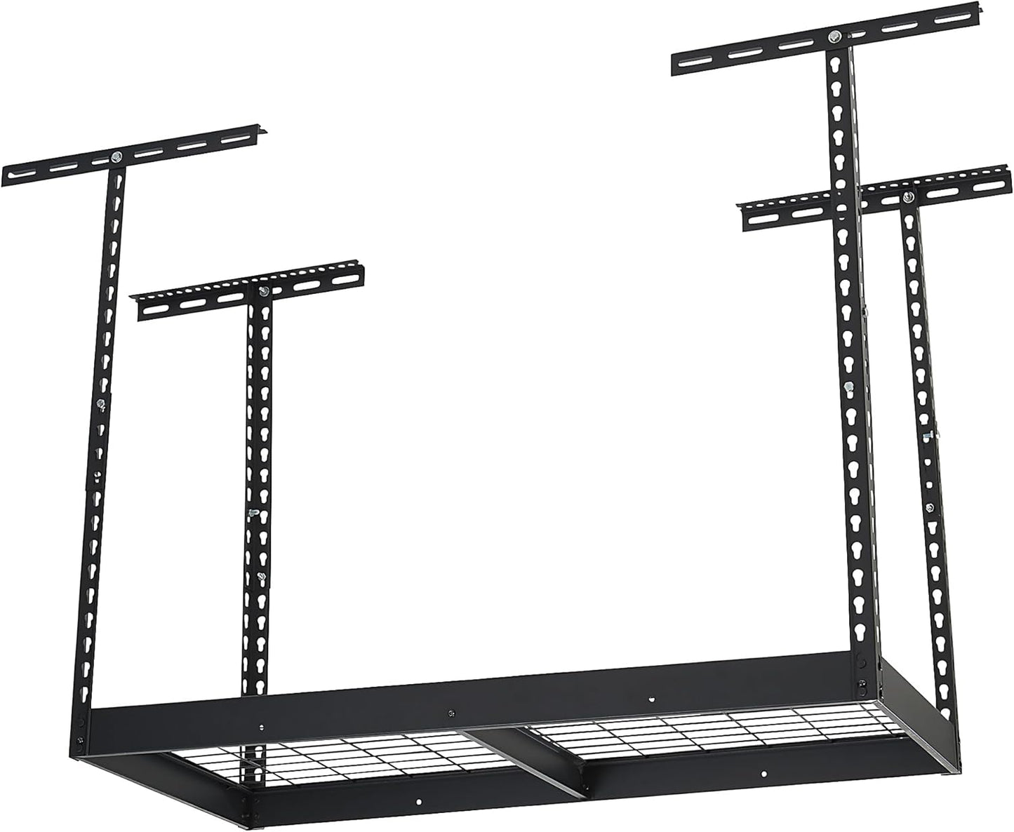 Klutch Garage Overhead Storage Rack with Adjustable Height, 48in.L x 24in.D, 23in.–37in.H