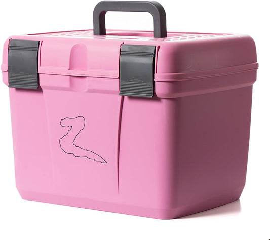 HORZE Smart Grooming Box for Horses, Dogs, Cats with Removable Tray | Non-Slip, Crack Resistant | 16" x 12" x 12" - Wild Rose Pink - One Size