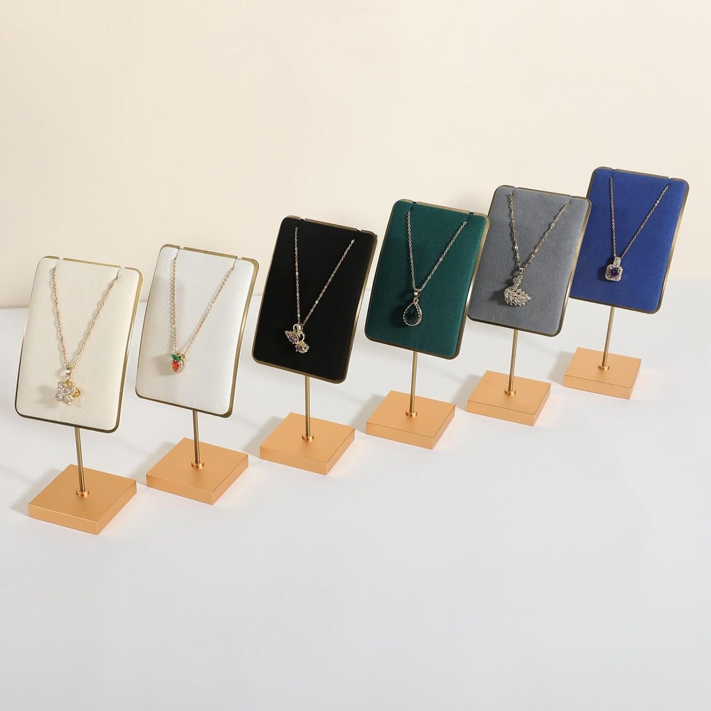 GemeShou Black velvet necklace stand, gold necklace hanger, small metal jewelry stand for earrings and necklaces【Black】