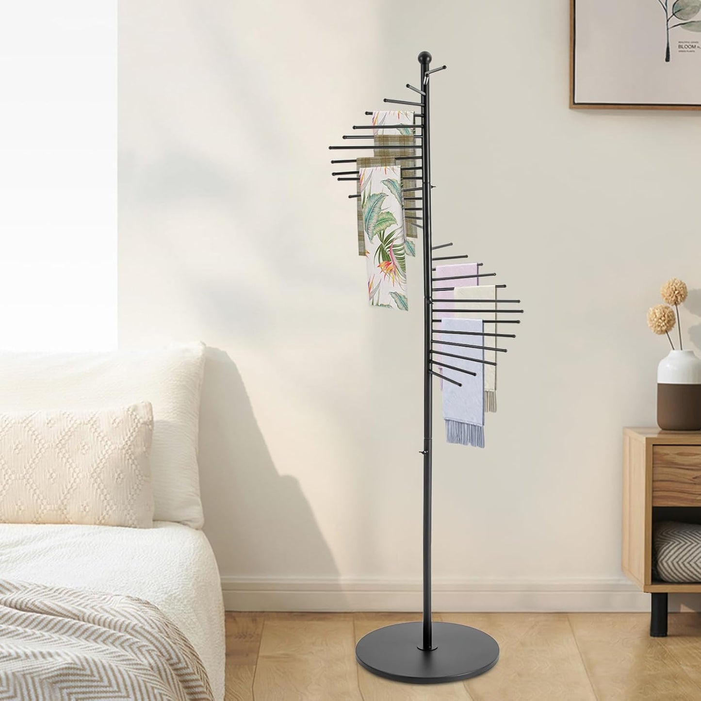 Scarf Display Stand 67" Spiral Scarf Holder Scarf Organizer Hijab Organizer Stand Scarf Hangers for Closet Clothing Store, Scarf Rack (Black)