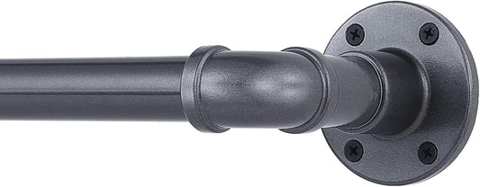 Industrial Curtain Rod, Curtain Rods for Windows 48 to 84 Inch, Rustic Wrap Around Curtain Rod, Fits Blackout Curtain, Indoor and Outdoor, Size: 30-86 Inch Gun ash。