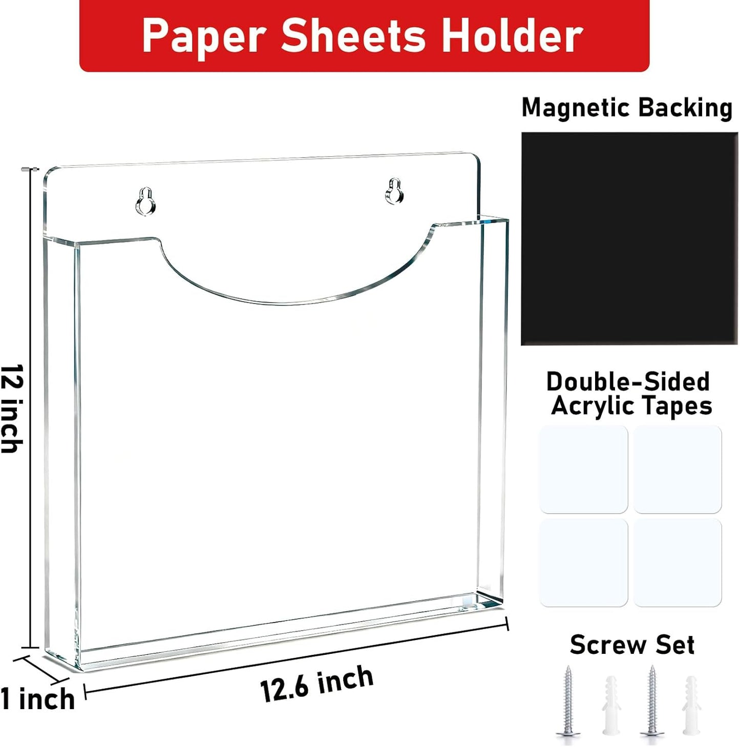 Magnetic Parchment Paper Holder – Clear Acrylic Wax & Deli Paper Organizer for Cabinet Door, Parchment Paper Storage for Kitchen & Bakery (Fits 12x12 in Sheets)