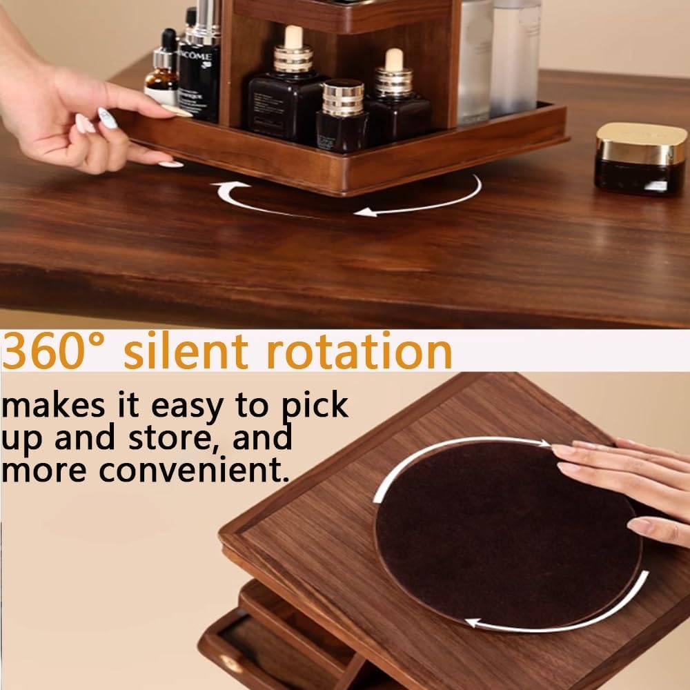 360° Rotating Makeup Organizer, Spining Adjustable Wooden Vanity Storage for Skincare, Perfume and Cosmetics for Countertop Organizer for Bathroom and Dresser