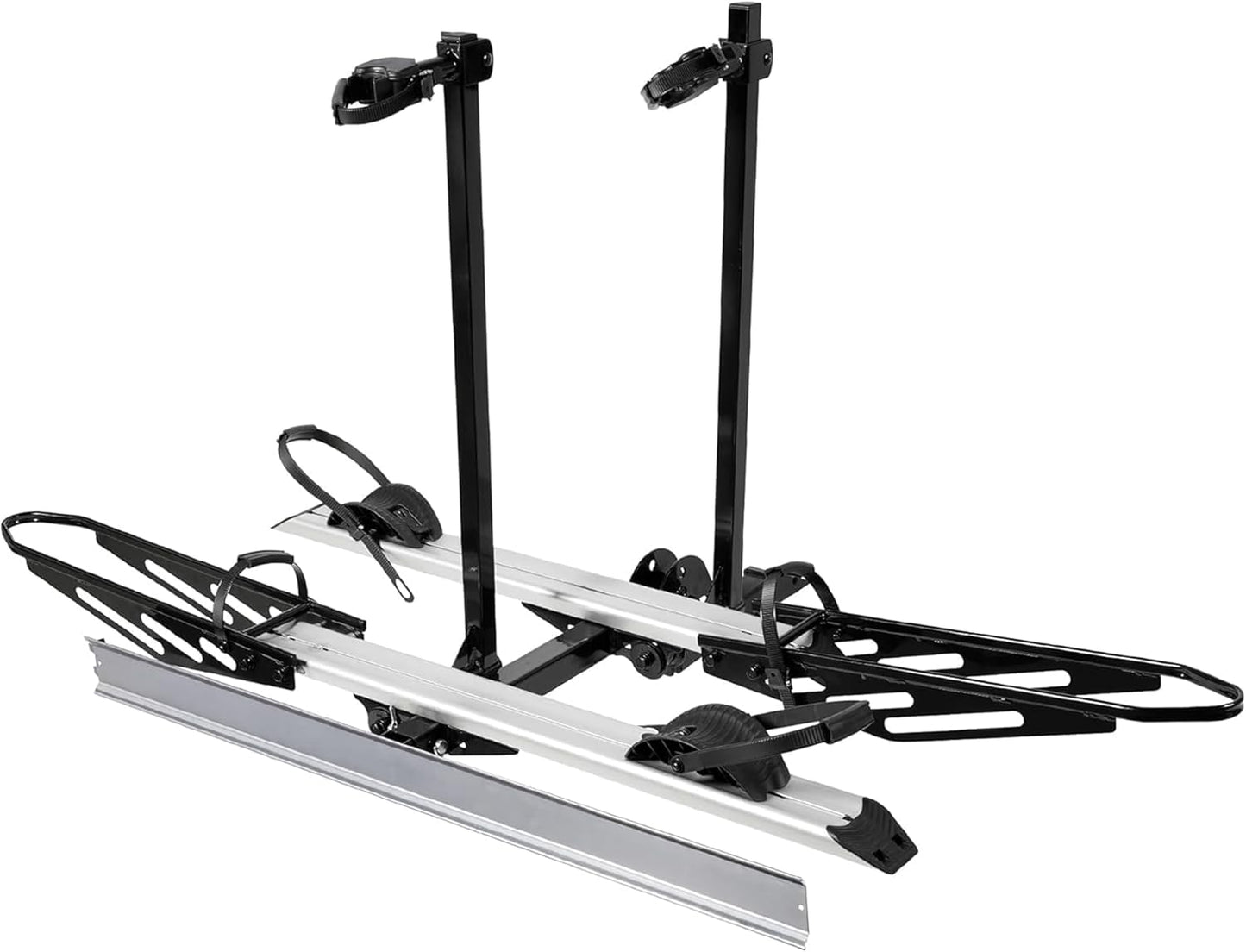 RokRack One Foldable 2-Ebike Rack with Ramp, 200 lbs Capacity, Hitch Mount Electric Bike Rack, Fits up to 5" Fat Tire Width and 50" Wheelbase, Ebike Carrier Rack for 2" Receiver for Cars SUVs Vans RVs