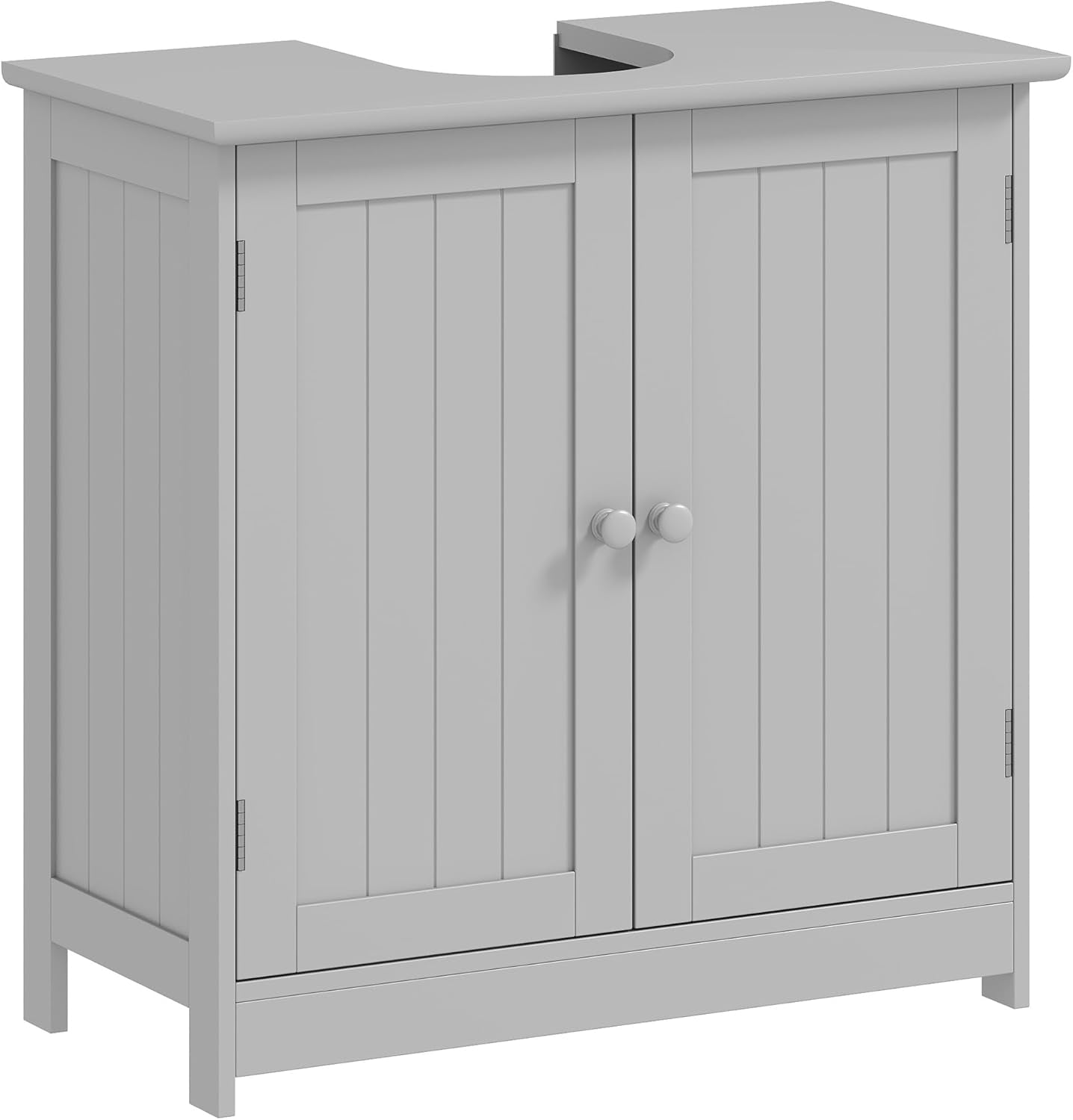 HOMCOM Under Sink Bathroom Cabinet, Pedestal Sink Storage Cabinet with 2 Doors, Shelf and U-Shape, Light Gray