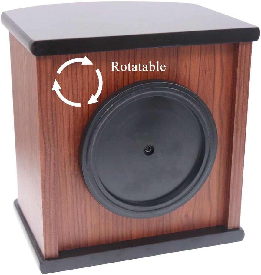 Coideal Remote Control Holder Caddy Wood, Rotating Wooden Pen Pencil Holder Organizer Medium Revolving Desktop Office Supplies Storage for Table (4 Compartments)