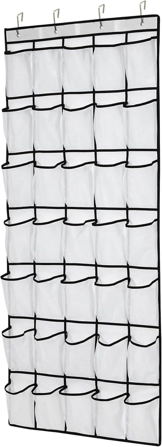 35Large Pockets Over The Door Shoe Organizer, Mesh Pockets Shoe Holder Rack, Capacity hanging shoe organizer，door shoe rack With 4 Metal Hook.