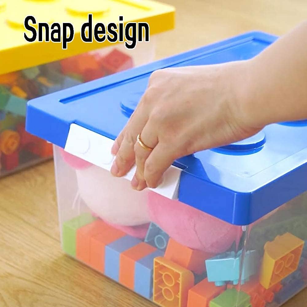 loobuu Plastic Storage Bins with Lids - Stackable Toy Storage Organizer Box Set of 2, Toy Chests with Compatible Building Baseplate and Lid, Storage Container for Building Bricks - Red+Blue
