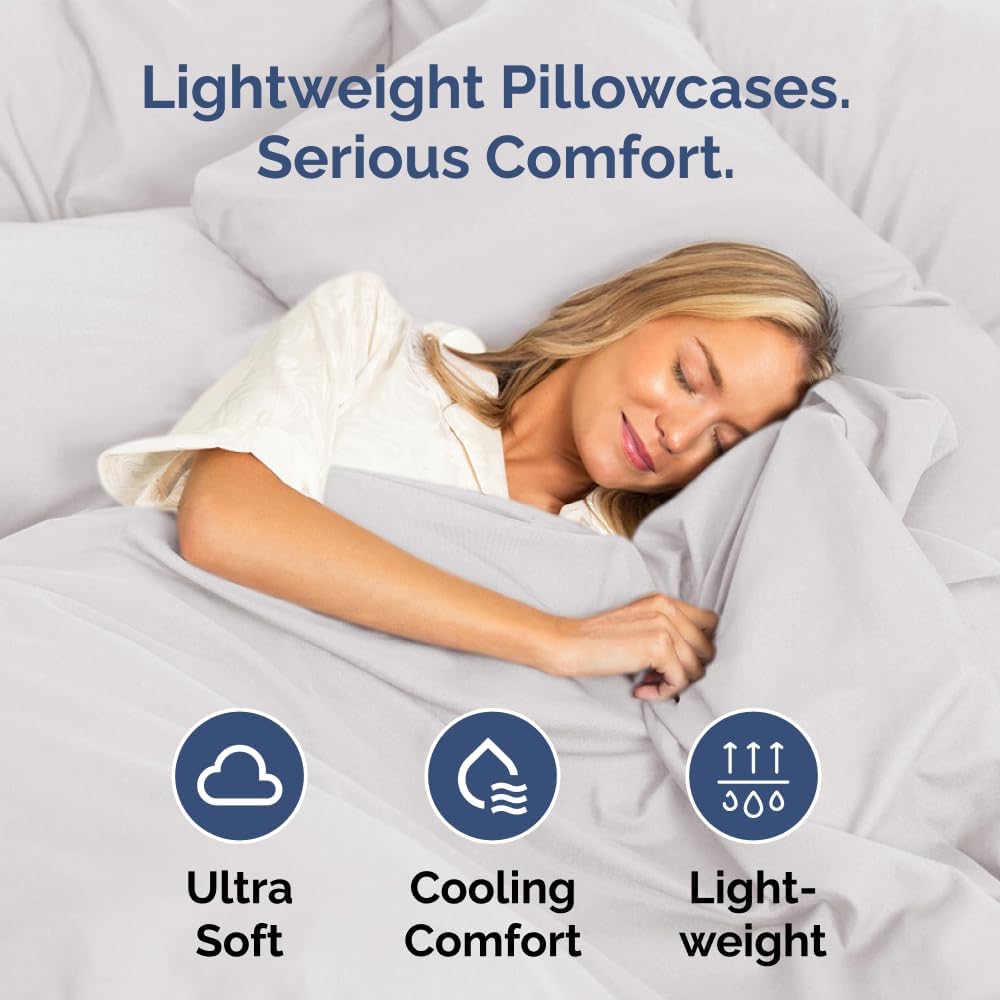 Standard Pillow Cases - 2 Pack - Super Soft Pillowcase Covers - Envelope Enclosure - Hotel Quality Pillow Protectors - Wrinkle Free, Fade & Stain Resistant - Machine Washable - 20" x 26" (French Grey)