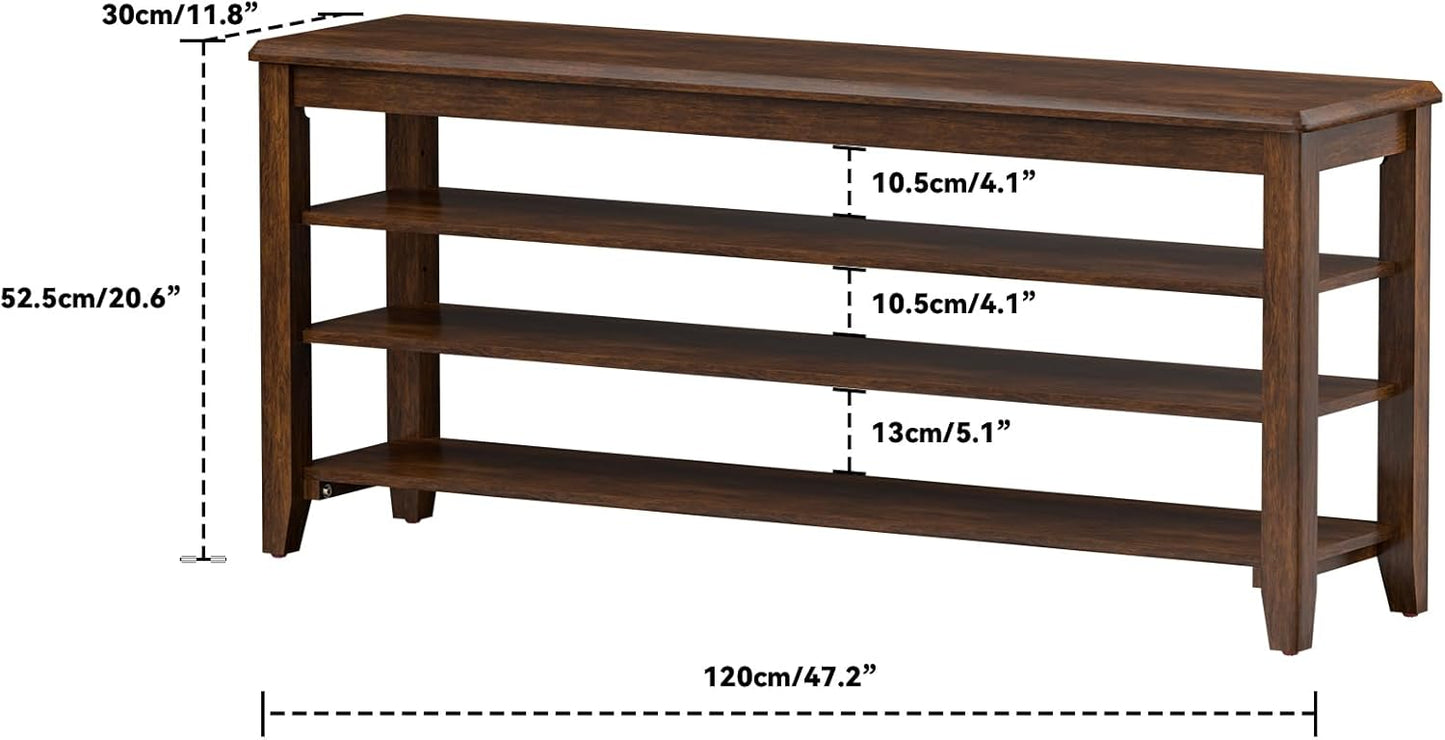 Shoe Bench Storage Rubberwood with Leather Cushion for Entryway Bench Ideal for Hallways Shoe Rack Front Doors Entrances Mudrooms Featuring 3 Height-Adjustable and Removable Shelves