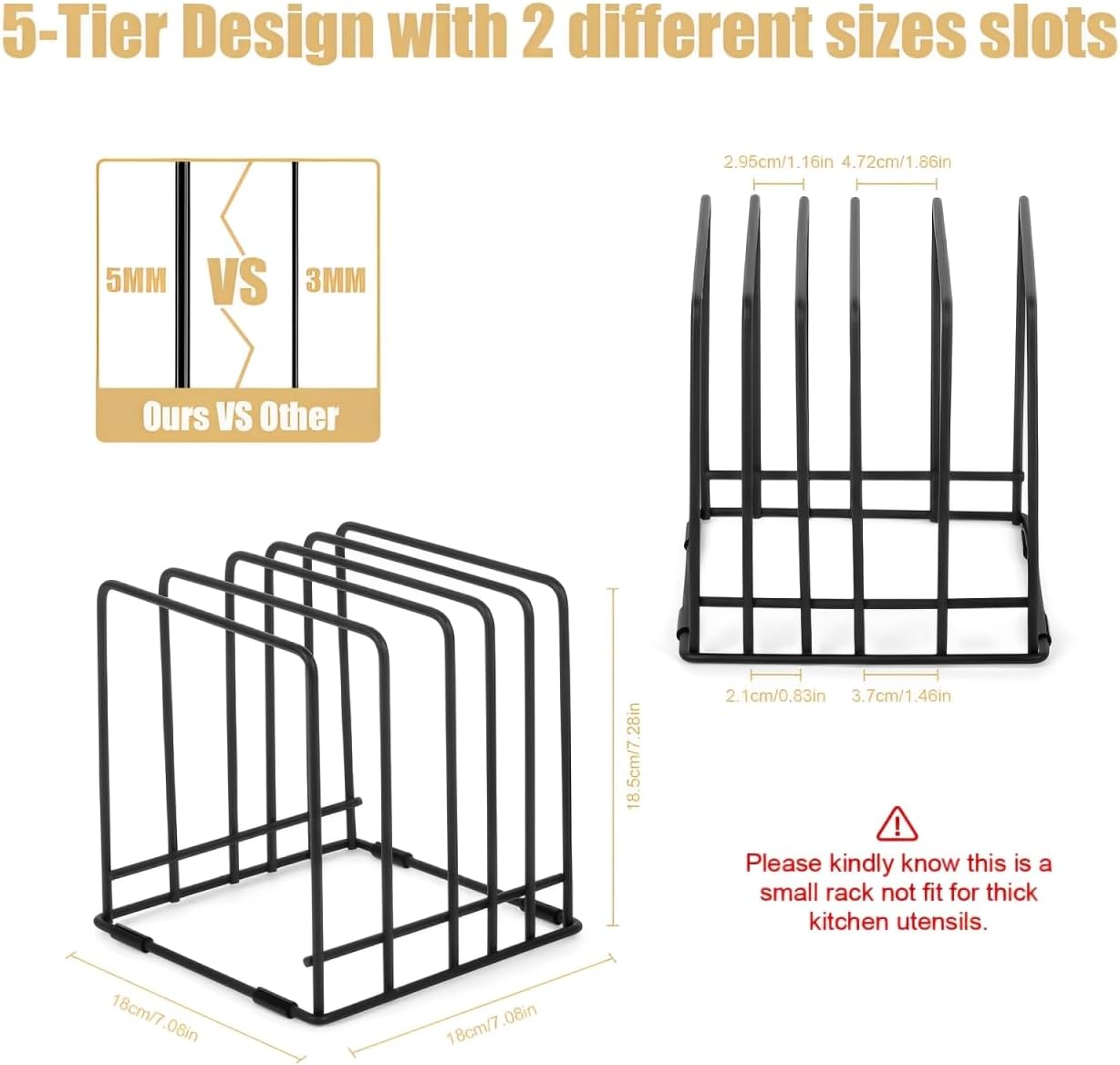 Kitchen Cabinet Cutting Board Organizer, Cookie Sheet Storage Rack,Cabinet Dividers Holder with 5 Slots for Baking Pan Tray Organizer (1 PC)