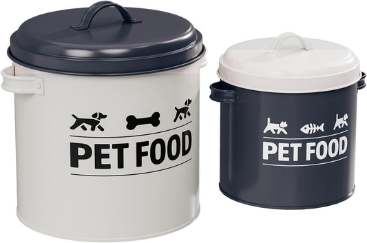 2Pcs Dog Treat Container Airtight Iron Food Canister Cat Dog Treat Bin Pet Food Storage Container for Kitchen