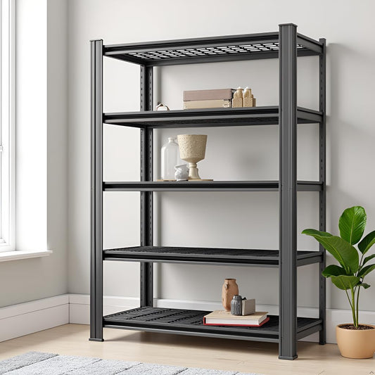 Storage Shelving Unit Heavy Duty Garage Shelves 5-Tier Metal Organizer Utility Rack 2750LBS for Kitchen Pantry Basement Pantry Warehouse Laundry Black 72" H x 35" W x 16" D