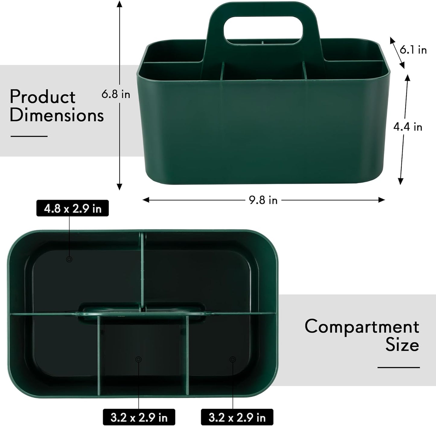 Tiawudi 2 Pack Caddy Organizer with Handle, Portable Plastic Caddy, Storage Organization for Cleaning, Bath, Makeup, Art, Craft, Stationery, Classroom and Office, Tote Organizer