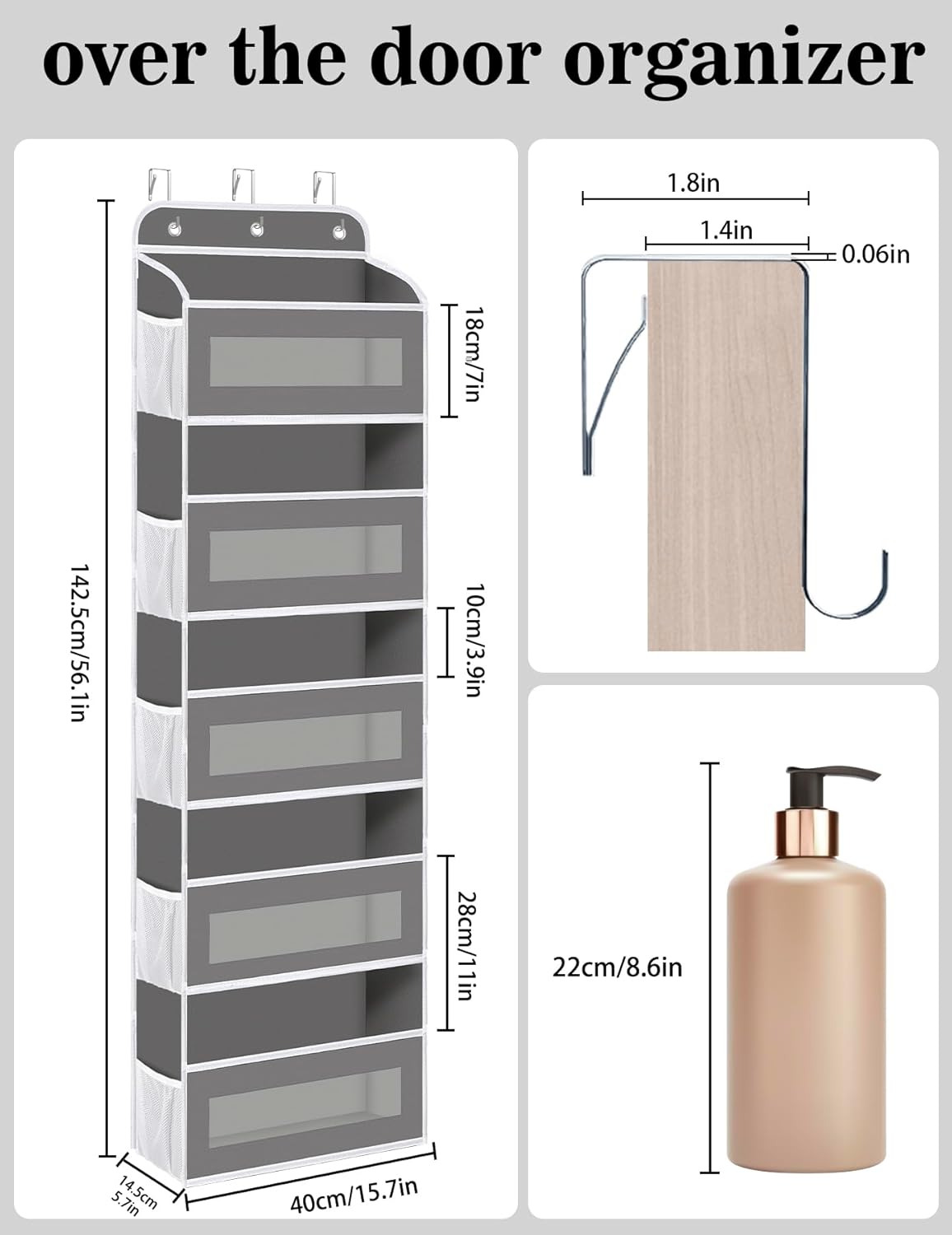 Over The Door Organizer, 5 Shelves Closet Door Hanging Storage and Organizer with 10 Mesh Pockets, Nursery Closet Organizer, Baby Essentials, Stuffed Animal Storage