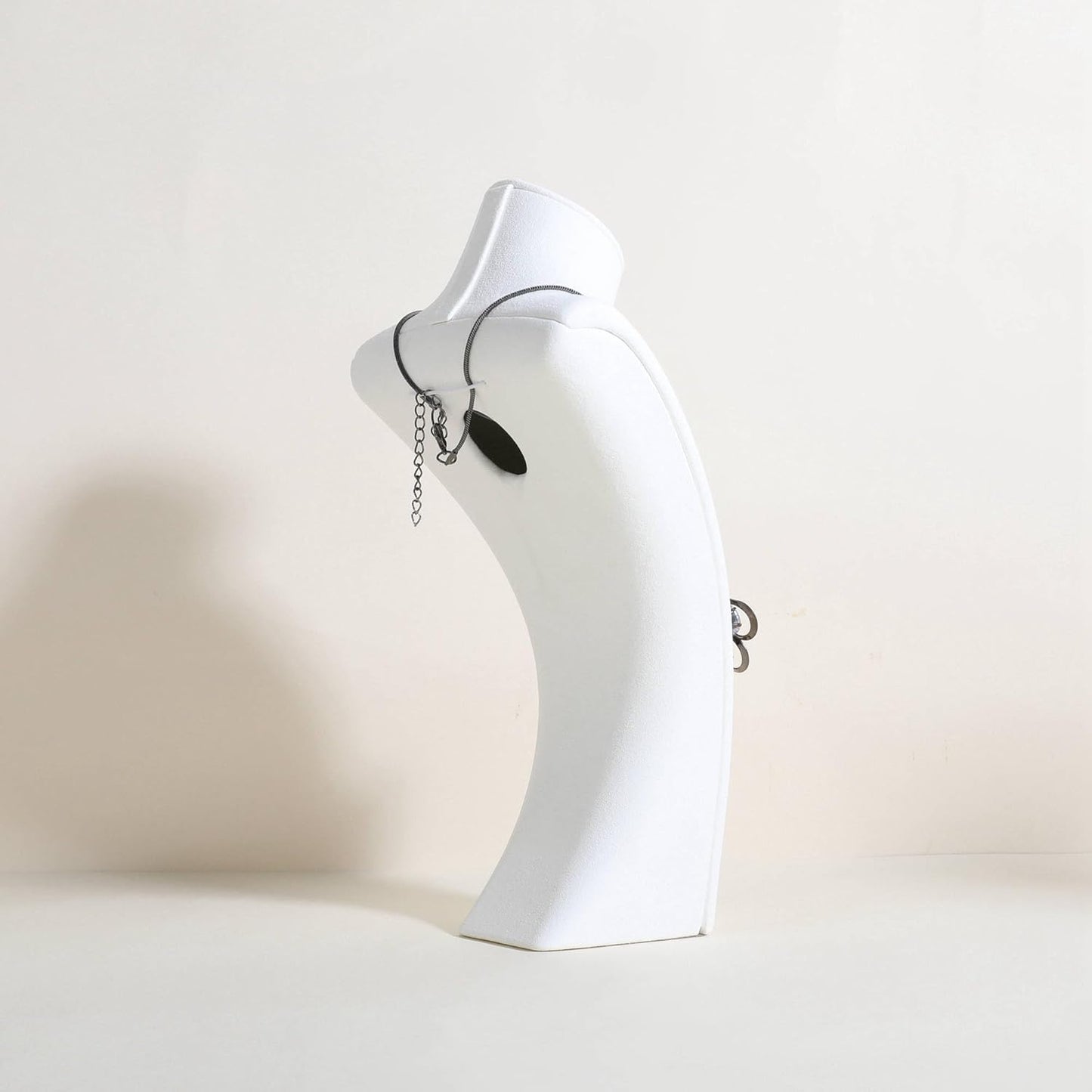 GemeShou White necklace storage organizer for sale, Velvet necklace holder stand, jewelry bust display stands, Jewelry Mannequin for Countertop, Showcase【White-Medium height 10.43 inch】