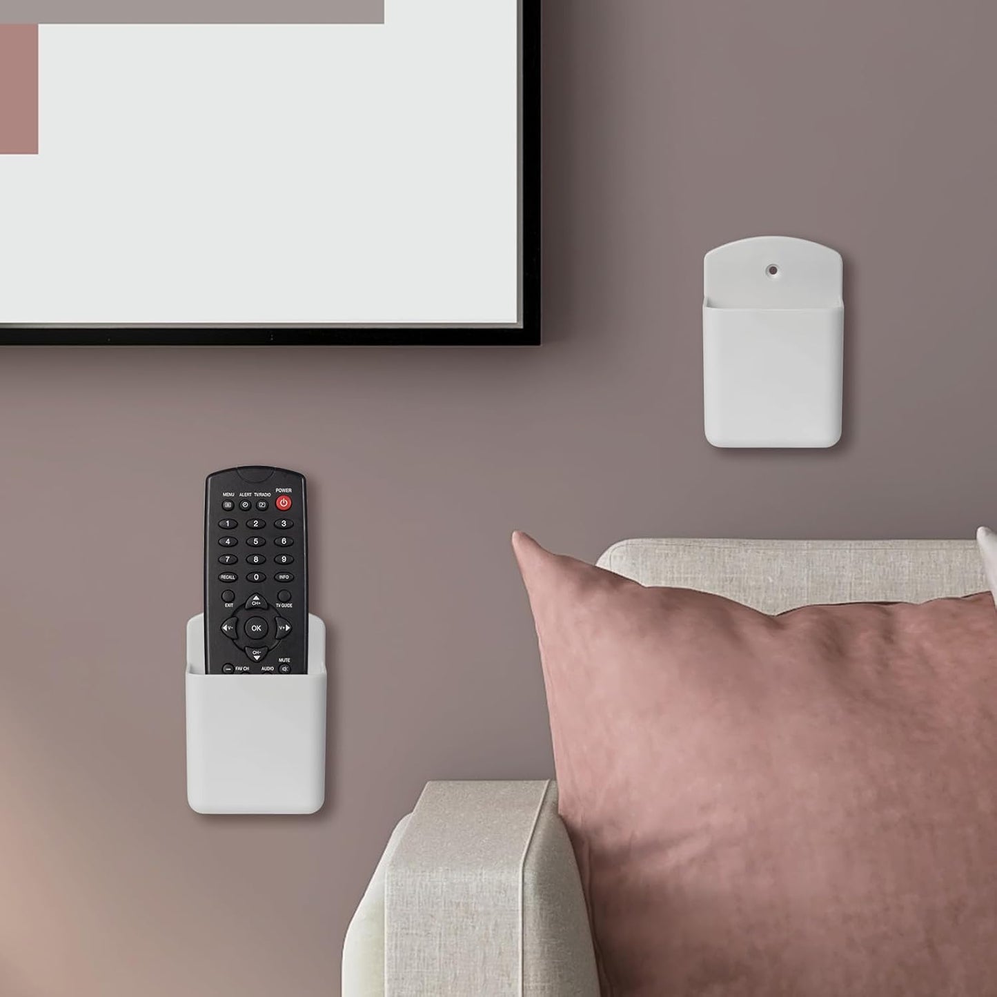 3 Pcs Wall Remote Control Holders TV Controller Holder Self Adhesive Marker Holder Pen Pencil Storage Organizer for Home Office School (White)