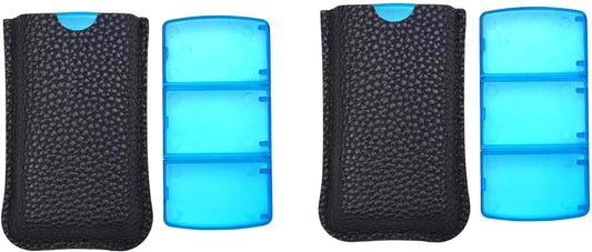 VOFOON Small Pill Organizer 3 Times a Day Daily 2 Pack, Travel Pill Box for Purse Pocket, 3 Compartment Portable Medicine Vitamin Case, Fish Oil Pouch, Supplement Box