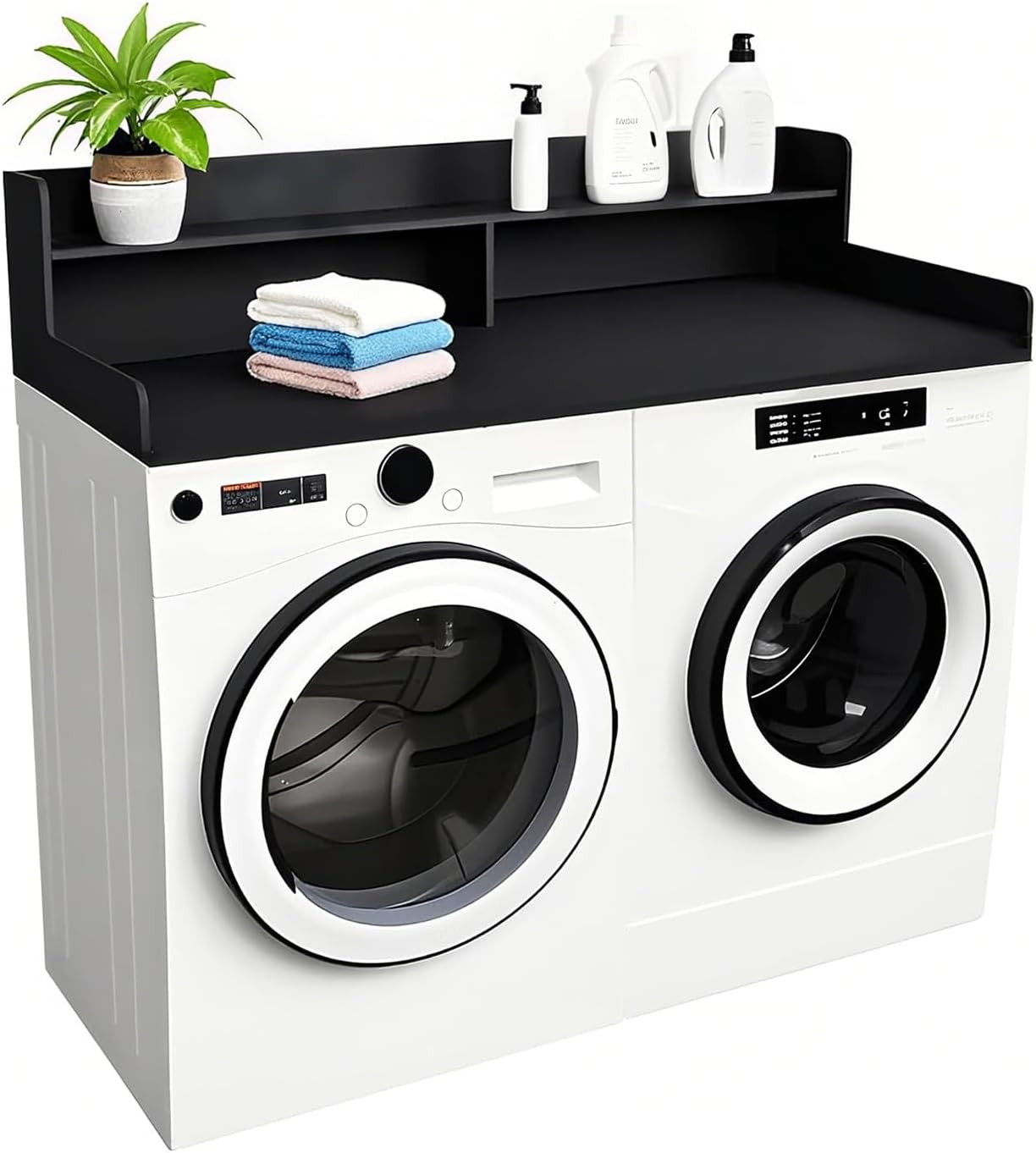 2-Tier Washer and Dryer Countertop Shelf, White Laundry Topper with Non-Slip Pads, Laundry Room Storage & Organization for Small Apartment Kitchen