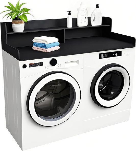 2-Tier Washer and Dryer Countertop Shelf, White Laundry Topper with Non-Slip Pads, Laundry Room Storage & Organization for Small Apartment Kitchen