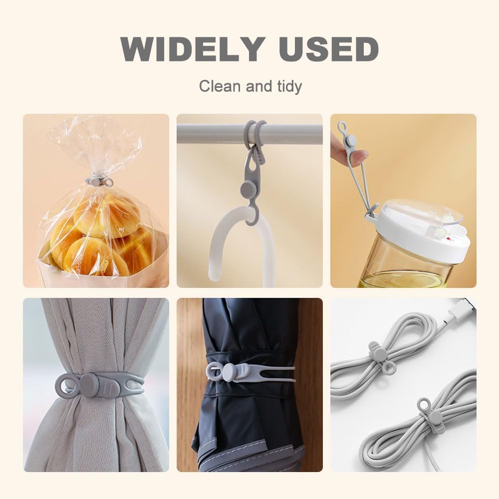 Data Cable Organizer, Silicone Cable Ties Reusable - Elastic Cord Organizer for Electronics, Adjustable Wire Ties for Cable Management,Computer Wires,Phone Charger,Earphone,Home Office (Mix, 20PCS)