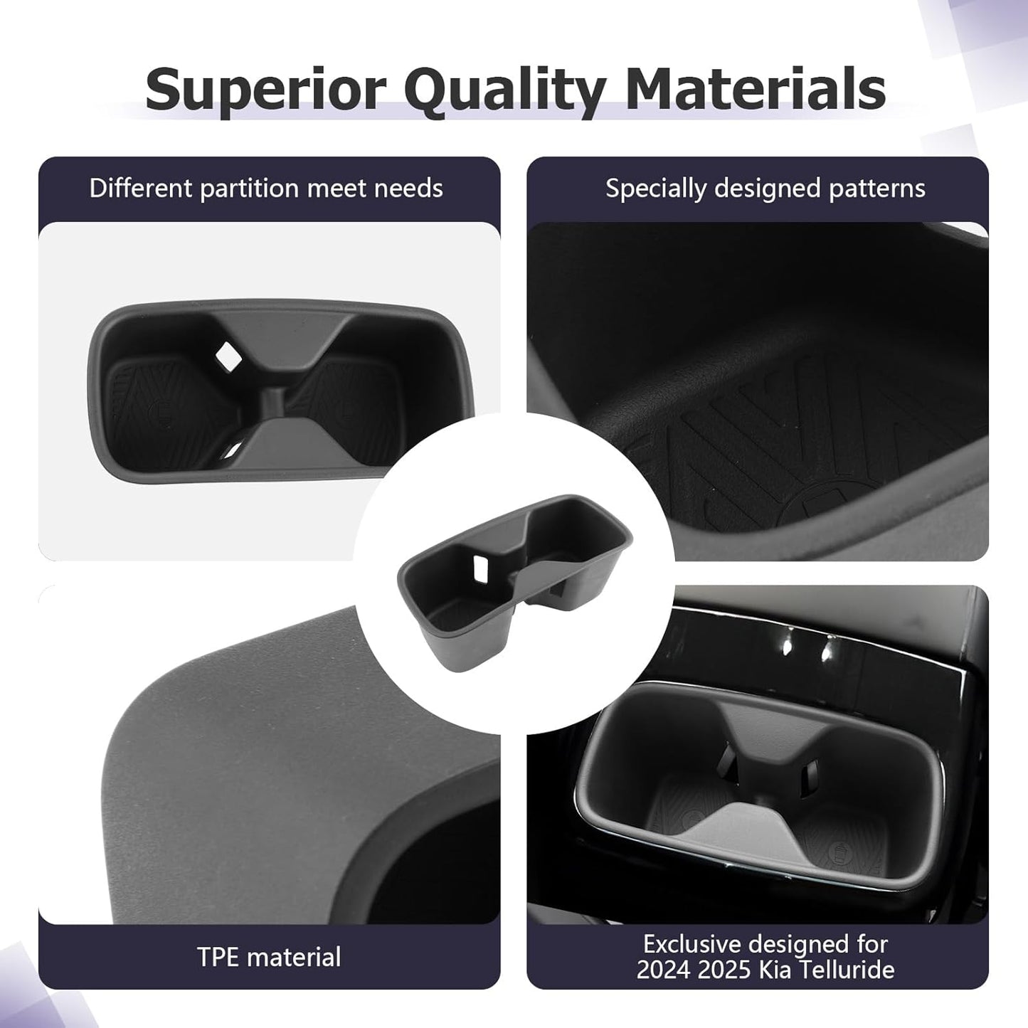 LUWU Cup Holder Compatible with 2024 2025 Kia Telluride Center Console Organizer Drink Holder Replacement for 2025 Kia Telluride Accessories Rear Seat Cup Holder (Compatible with 2024-2025 Telluride)