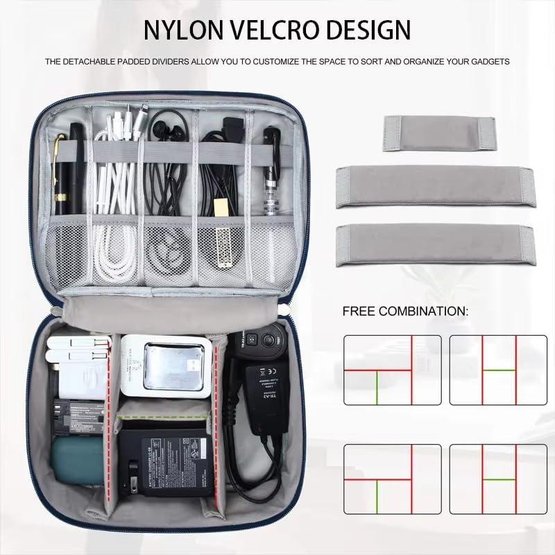Travel Cable Organizer Bag for Electronics Accessories Portable Tech Carrying Large Storage Case for Charger, Cord, Power Bank, Hardware Waterproof (1PCS) (Black)