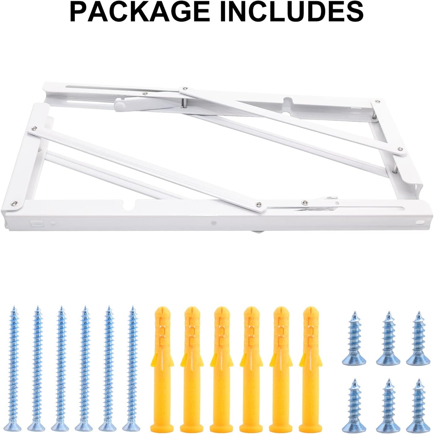 YUMORE Folding Shelf Brackets, 16 Inch Heavy Duty Collapsible Shelf Bracket, White DIY L Bracket for Workbench Folding Table Hinge, Max Load: 330lb, Pack of 2