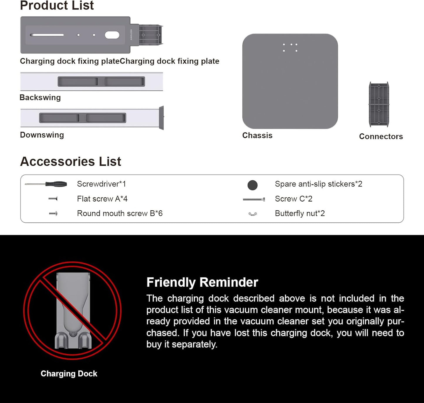 Vacuum Stand for Dyson with Foldable Storage Hooks and Heavy-Duty Carbon Steel Base, No Drill Installation, Space-Saving Organizer for All Dyson Cordless Vacuums & Accessories