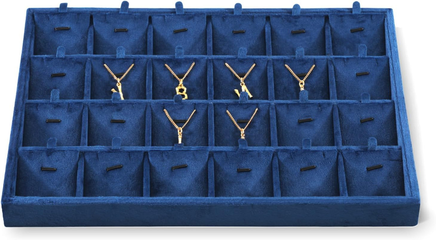 Necklace Display Tray, Velvet Jewelry Organizer, Premium Pendant Display,Luxury Earrings Organizer,Blue Necklace Organizer