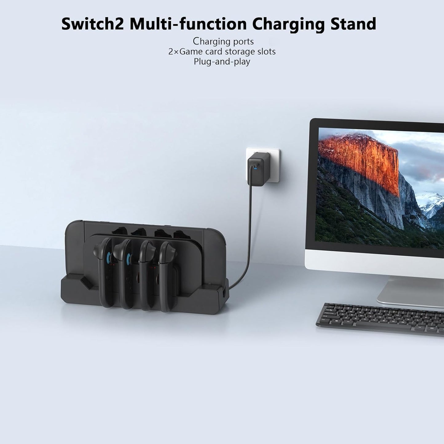 Quadruple Function Charging Stand with Double Controller Game Card Organizers Overheating Protective Technology for SW2 Organizers Storage