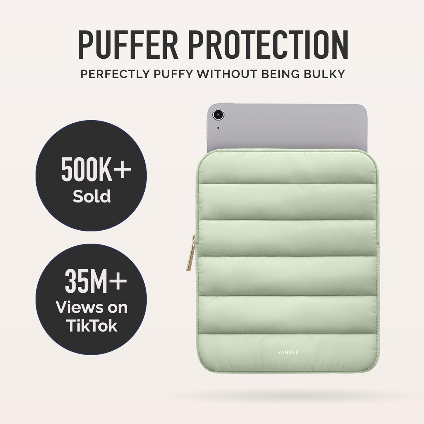 Vandel - The Original Puffy iPad Sleeve 9-11 Inch Tablet Sleeve, Green i Pad Case for Women and Men, Cute iPad Air Pouch, 9 10 Inch, 11 Inch Bag