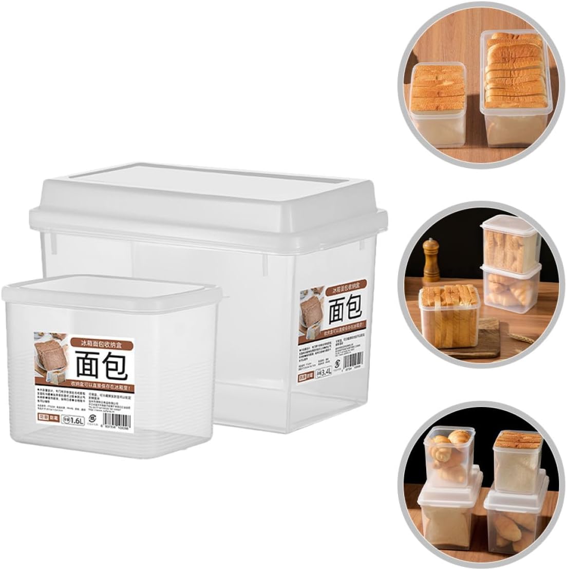 BESPORTBLE 2pcs Transparent Bread Storage Box with Lid for Kitchen Countertop Household Bread Bin Organizer Cheese Snacks Pantry and Bakery Use