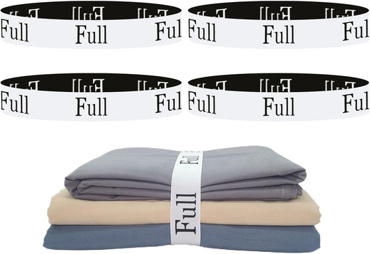 4 Pieces Bed Sheet Organizer Bands, Sheet Organizers and Storage Label Bands, Sheet Label for Bedding, Sheets Organizer for Closet,Sheet Keepers Linen Labels Bedding Bands (4Pcs Full)