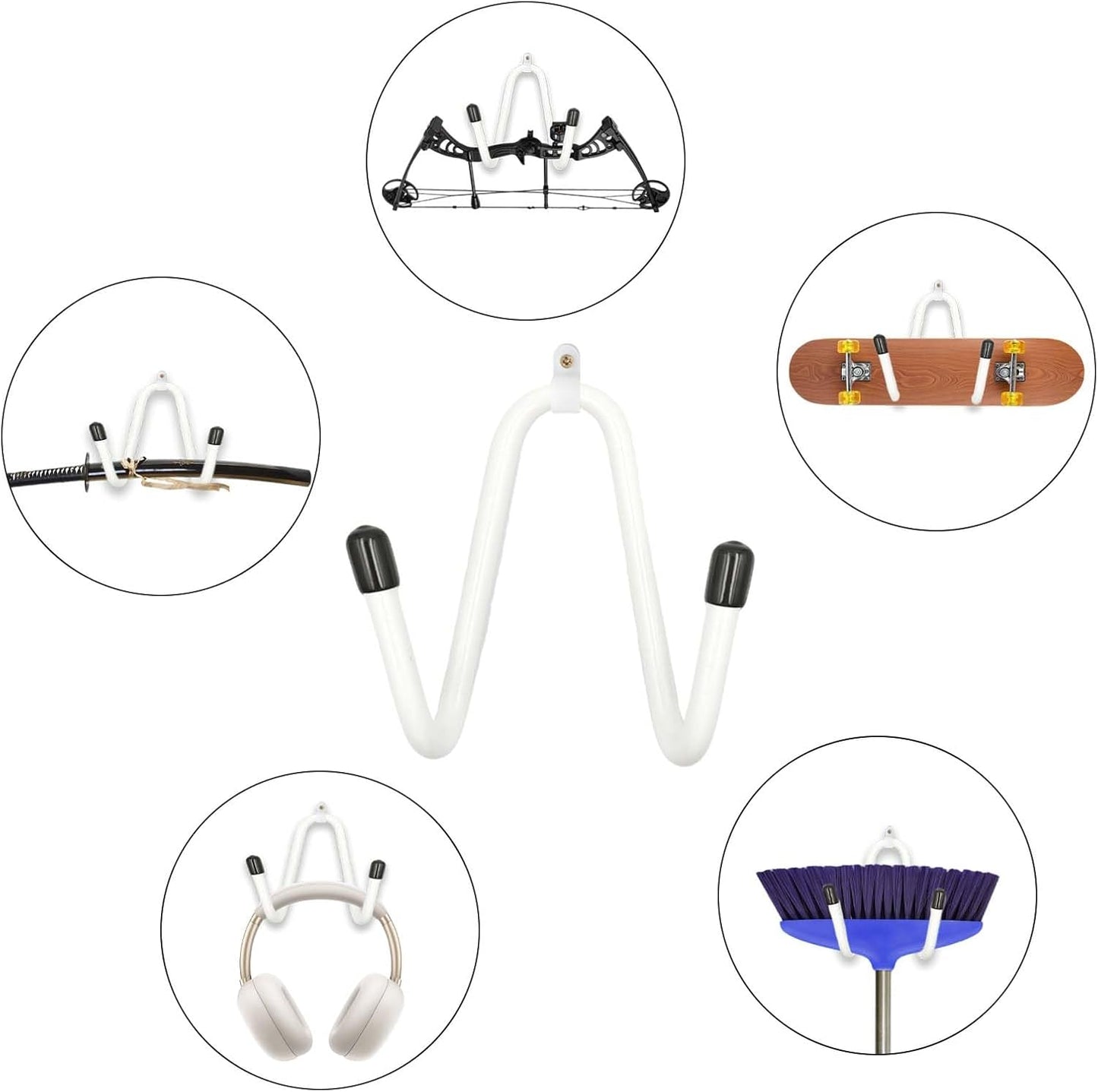 Skateboard Wall Mount Skateboard Wall Hanger Storage Rack Flexible Hanger - Fit Cruiser Boards, Skateboards, Penny Boards, Longboards,etc- W Style - No Board -2 Pack